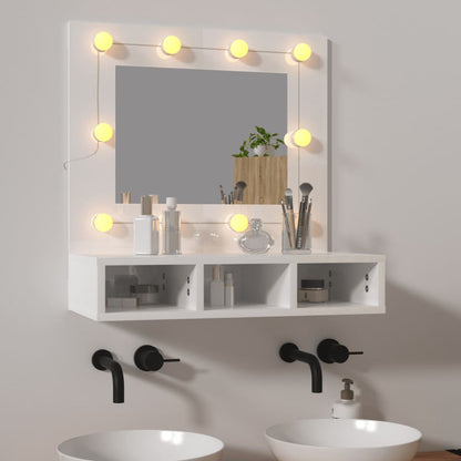 Mirror Cabinet with LED High Gloss White 60x31.5x62 cm - Bend