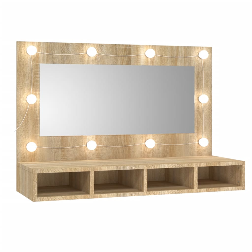 Mirror Cabinet with LED Sonoma Oak 90x31.5x62 cm - Bend