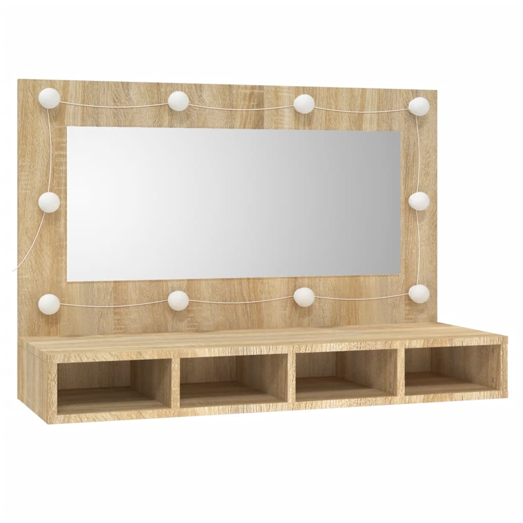 Mirror Cabinet with LED Sonoma Oak 90x31.5x62 cm - Bend