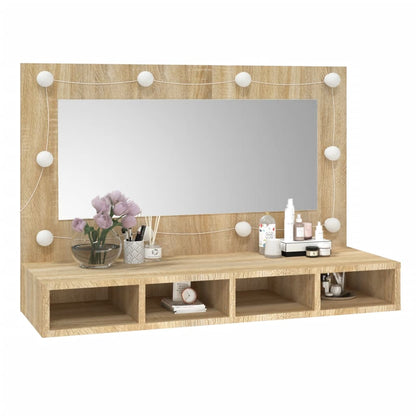 Mirror Cabinet with LED Sonoma Oak 90x31.5x62 cm - Bend