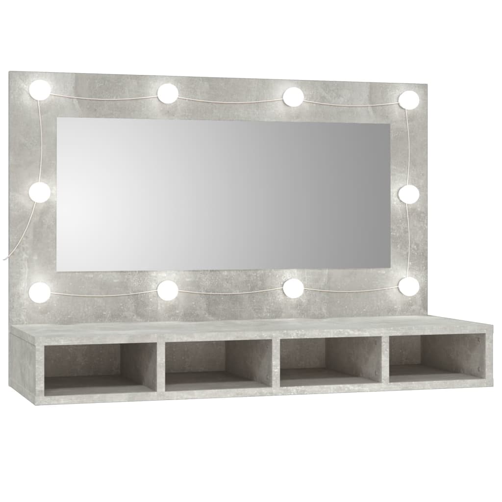 Mirror Cabinet with LED Concrete Grey 90x31.5x62 cm - Bend