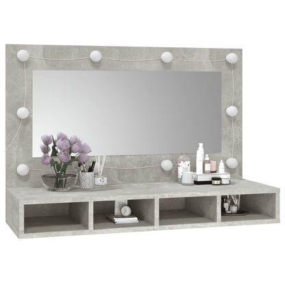 Mirror Cabinet with LED Concrete Grey 90x31.5x62 cm - Bend