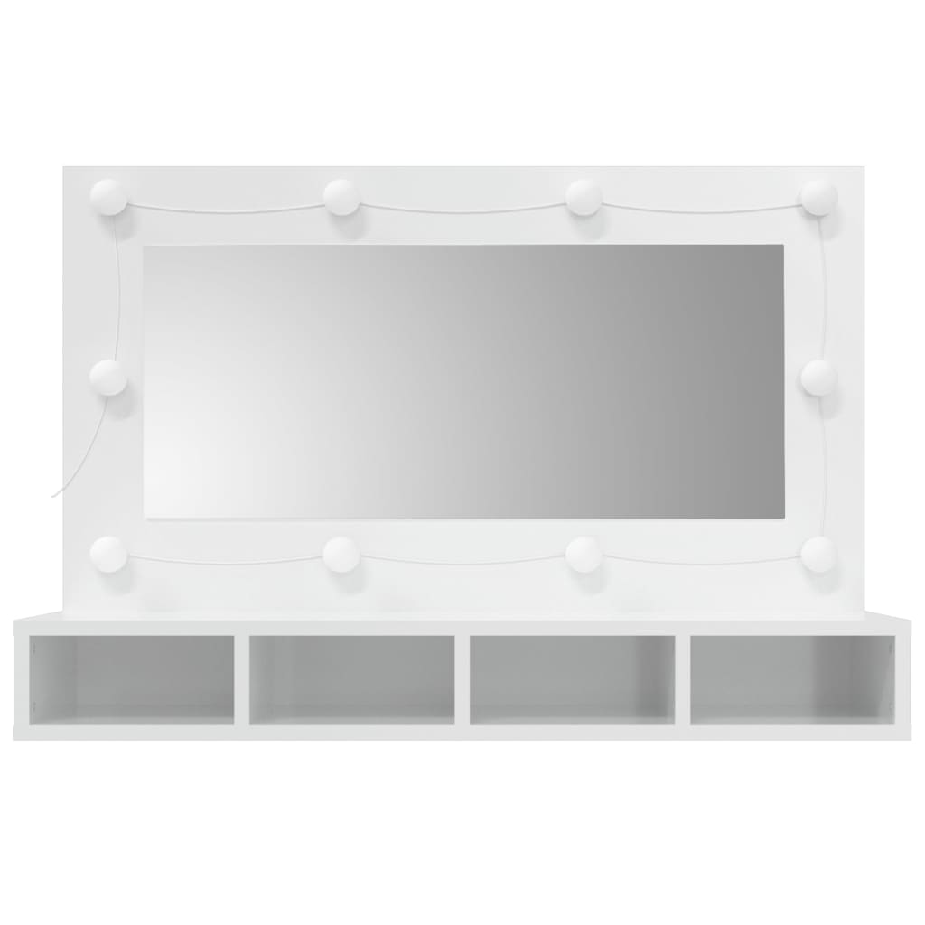 Mirror Cabinet with LED High Gloss White 90x31.5x62 cm - Bend