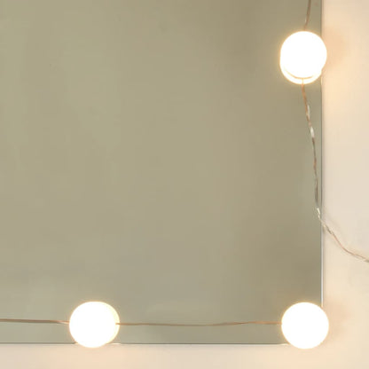 LED Dressing Table with Cabinet White Engineered Wood - Bend