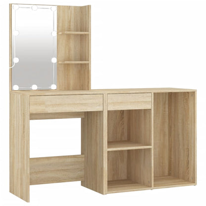 LED Dressing Table with Cabinet Sonoma Oak Engineered Wood