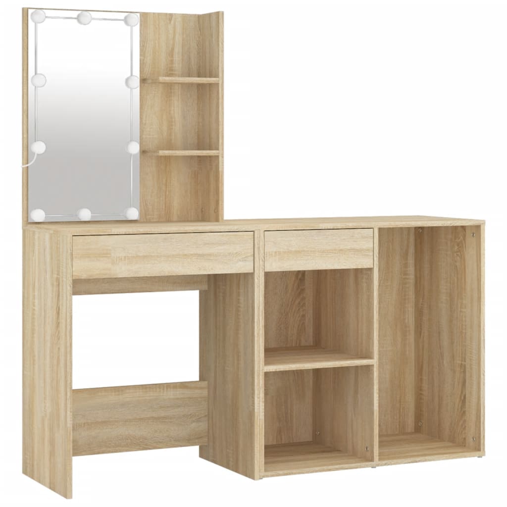 LED Dressing Table with Cabinet Sonoma Oak Engineered Wood