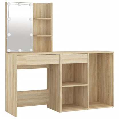 LED Dressing Table with Cabinet Sonoma Oak Engineered Wood