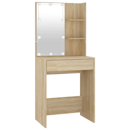 LED Dressing Table with Cabinet Sonoma Oak Engineered Wood