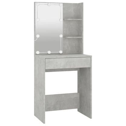 LED Dressing Table with 2 Cabinets Concrete Grey Engineered Wood