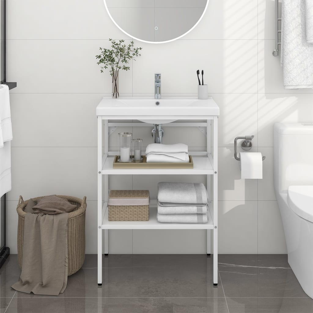 Bathroom Washbasin Frame White 59x38x83 cm Iron - Bend