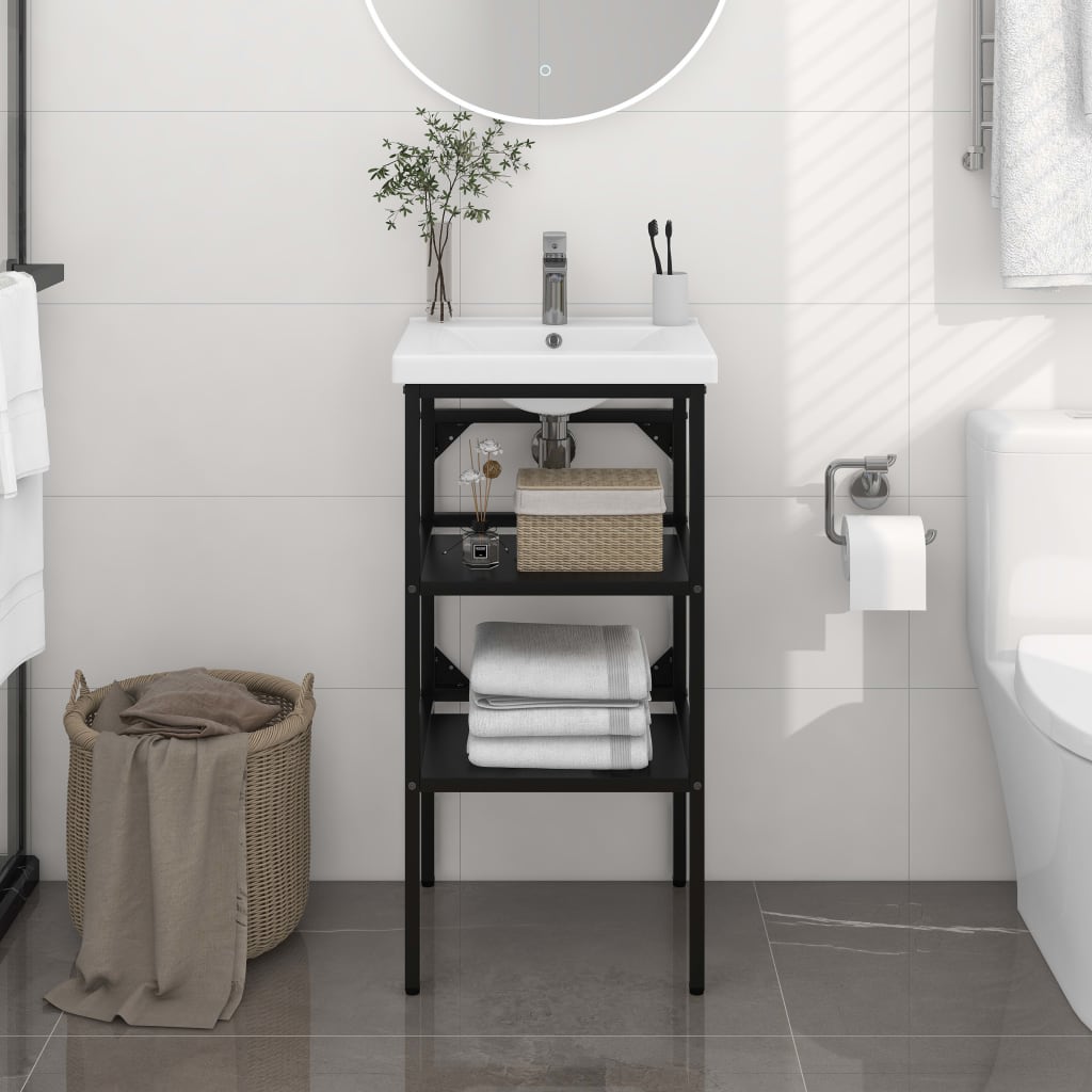 Bathroom Washbasin Frame Black 40x38x83 cm Iron - Bend