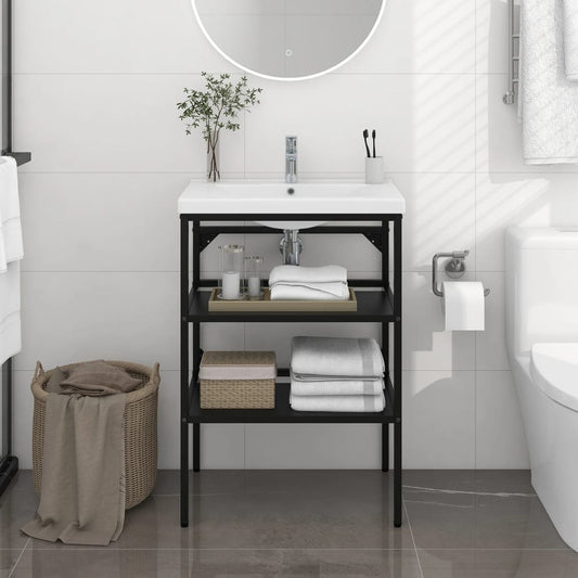 Bathroom Washbasin Frame Black 59x38x83 cm Iron - Bend