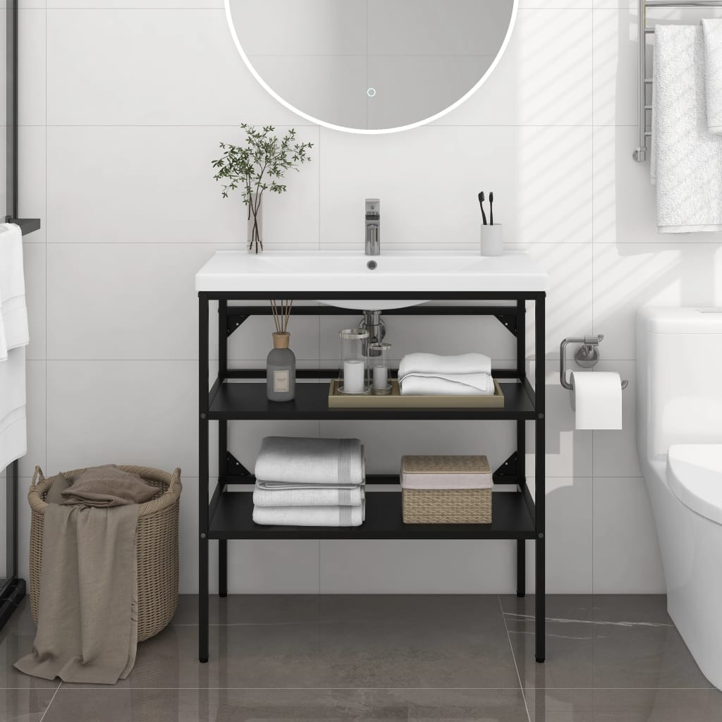 Bathroom Washbasin Frame Black 79x38x83 cm Iron - Bend