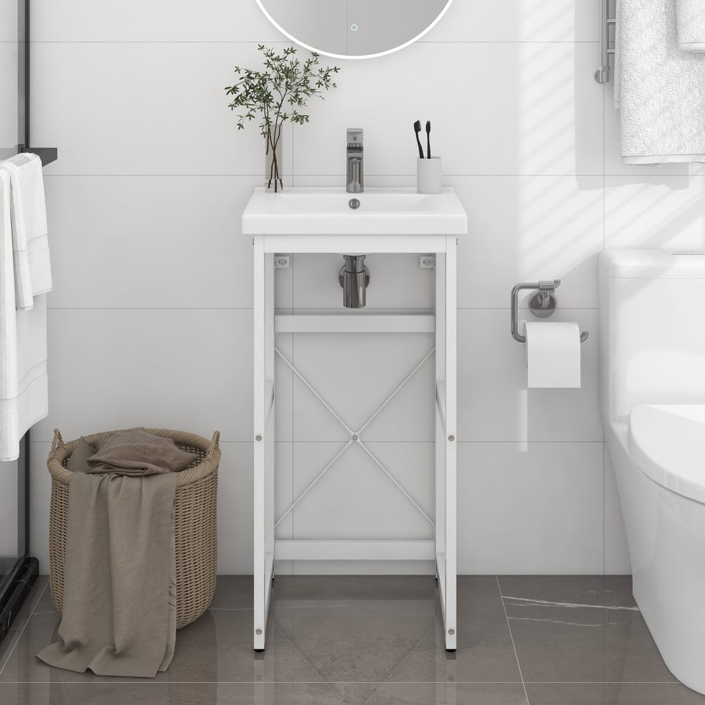 Bathroom Washbasin Frame White 40x38x83 cm Iron - Bend