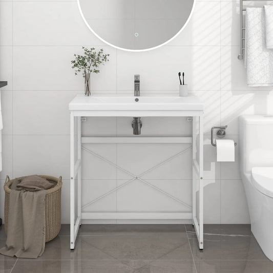 Bathroom Washbasin Frame White 79x38x83 cm Iron - Bend