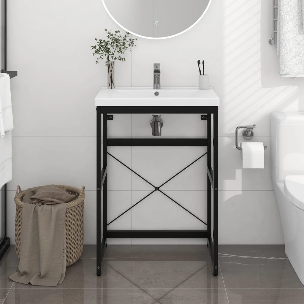 Bathroom Washbasin Frame Black 59x38x83 cm Iron - Bend