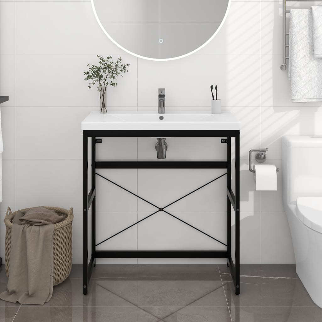 Bathroom Washbasin Frame Black 79x38x83 cm Iron - Bend