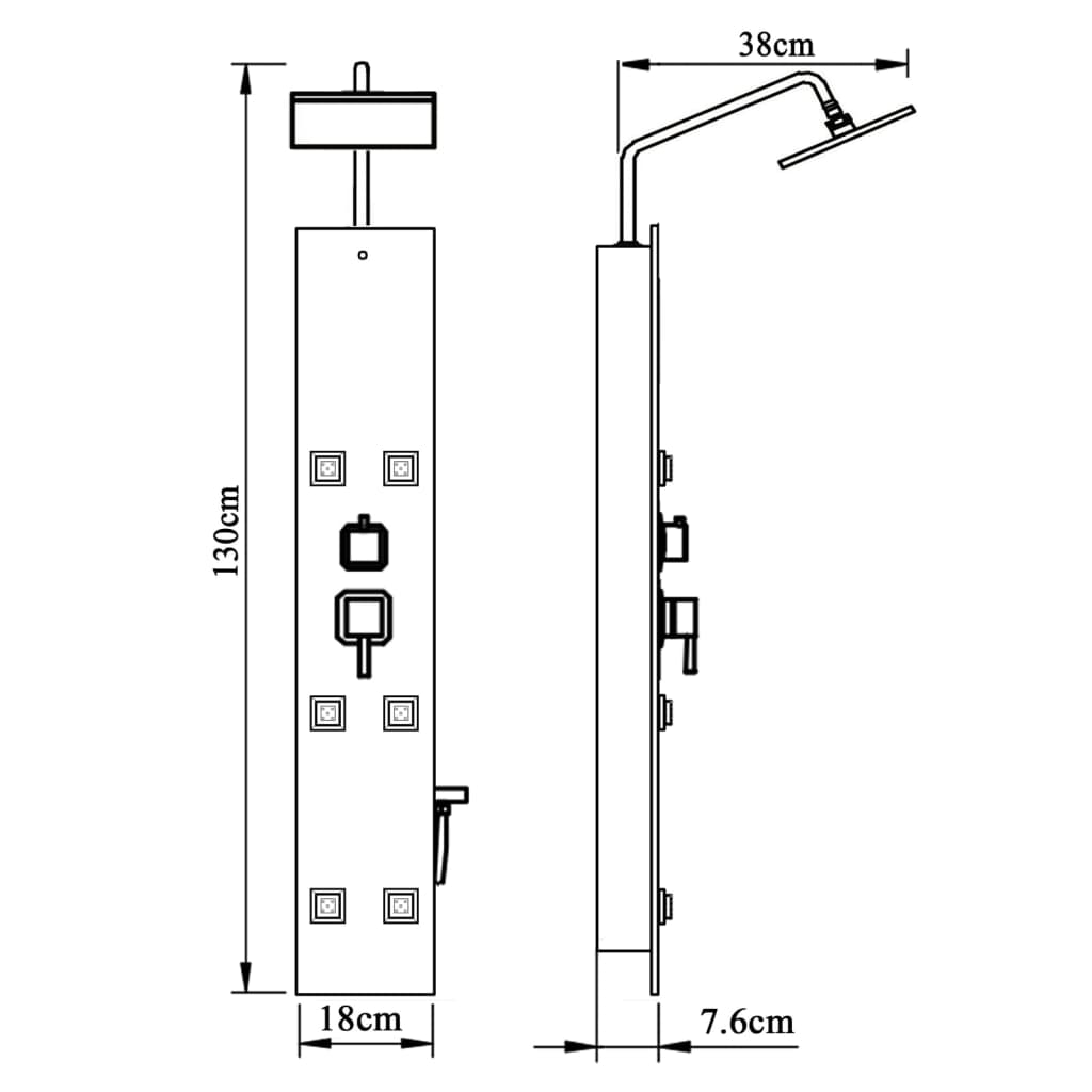 Shower Panel Unit Glass 18x45.5x130 cm Black - Bend