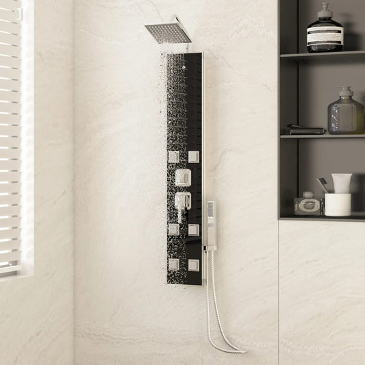 Shower Panel Unit Glass 18x45.5x130 cm Black - Bend