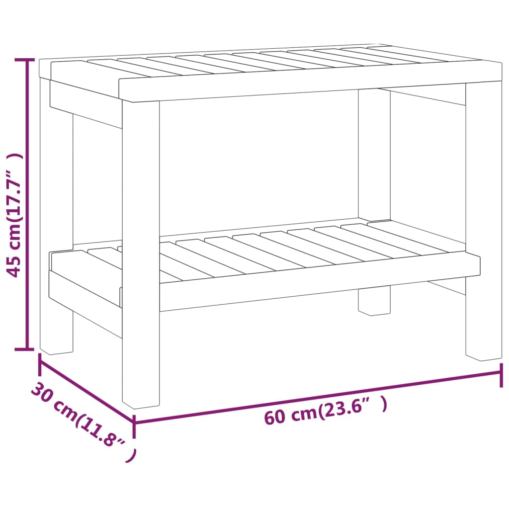 Bathroom Side Table 60x30x45 cm Solid Wood Teak - Bend