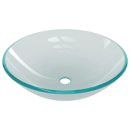 Tempered Glass Bathroom Sink with Tap and Push Drain - Frosted - Bend