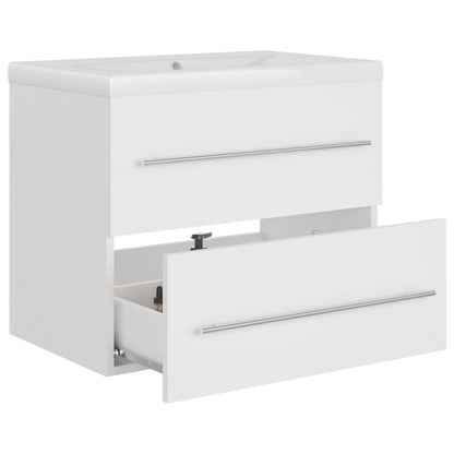 Sink Cabinet with Built-in Basin White Engineered Wood