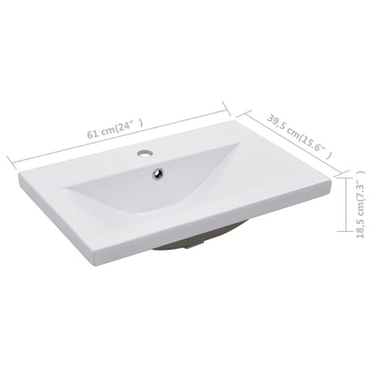 Sink Cabinet with Built-in Basin White Engineered Wood