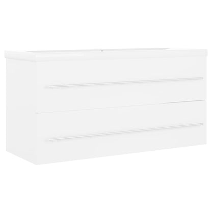 Sink Cabinet with Built-in Basin White Engineered Wood