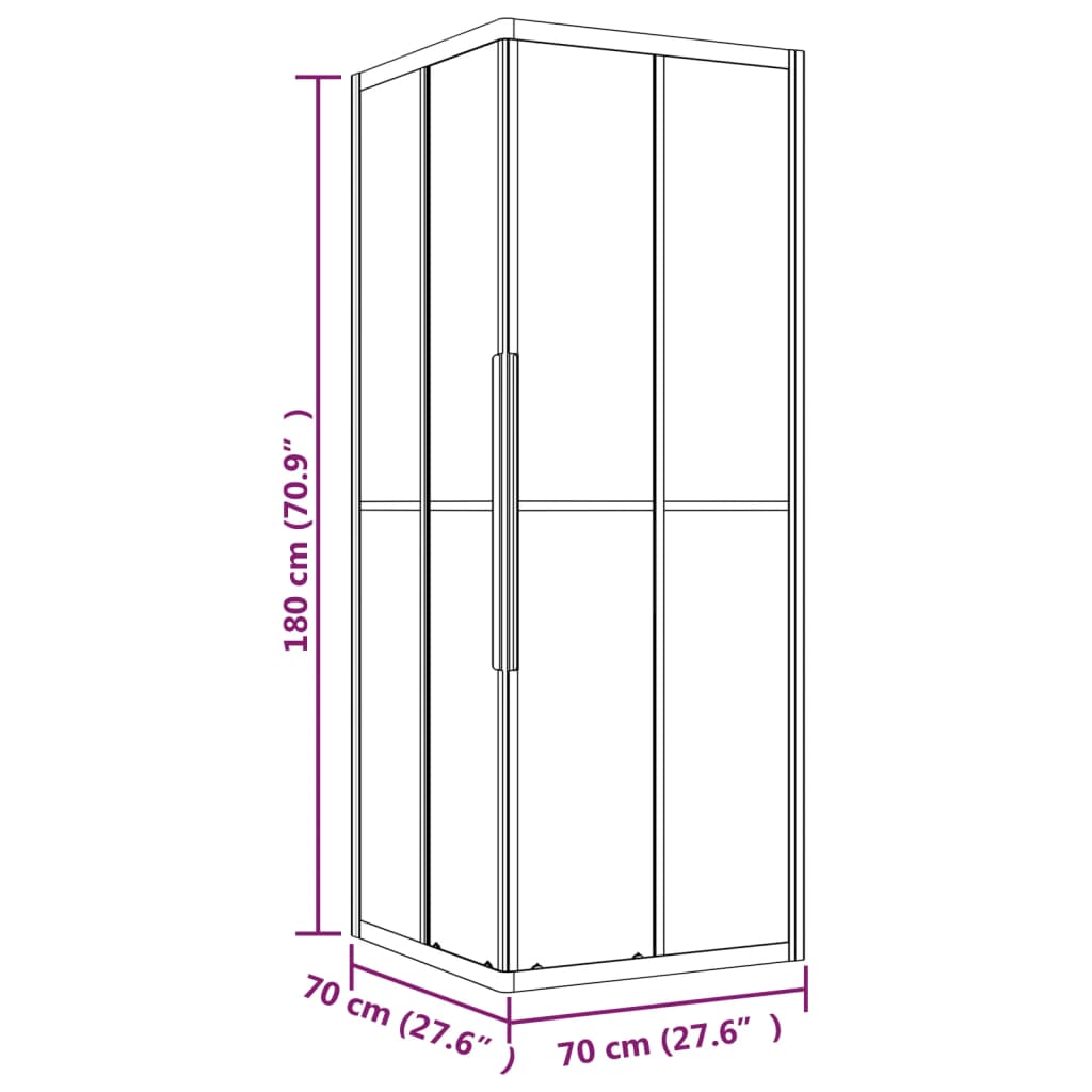 Shower Cabin Frosted ESG 70x70x180 cm - Bend