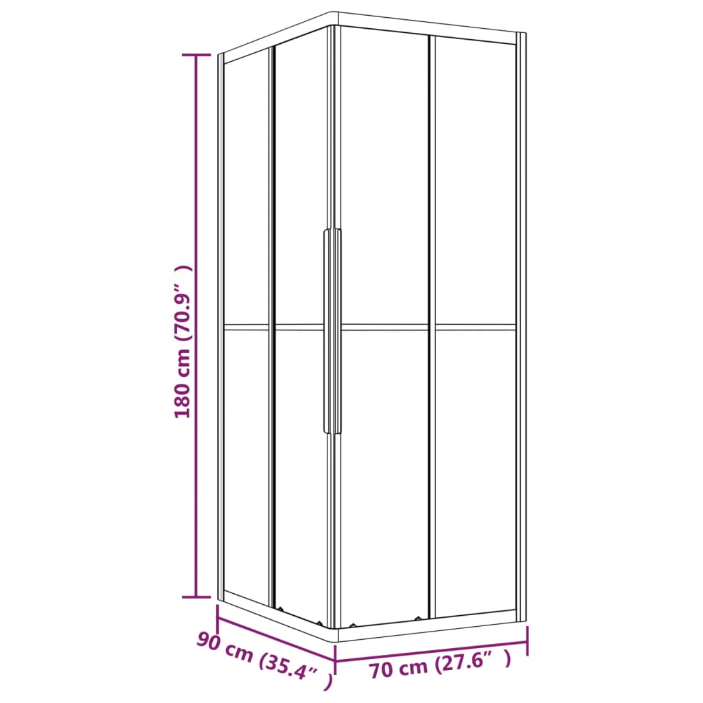 Shower Cabin Frosted ESG 90x70x180 cm