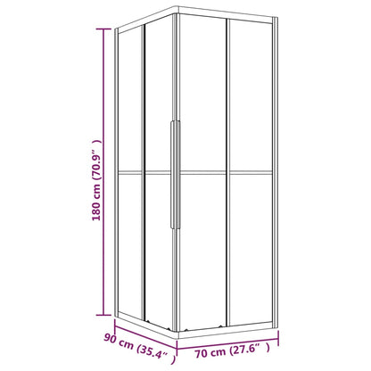 Shower Cabin Frosted ESG 90x70x180 cm