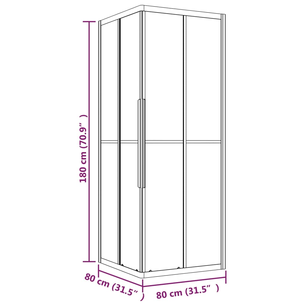 Stripe Shower Cabin ESG 80x80x180 cm Black