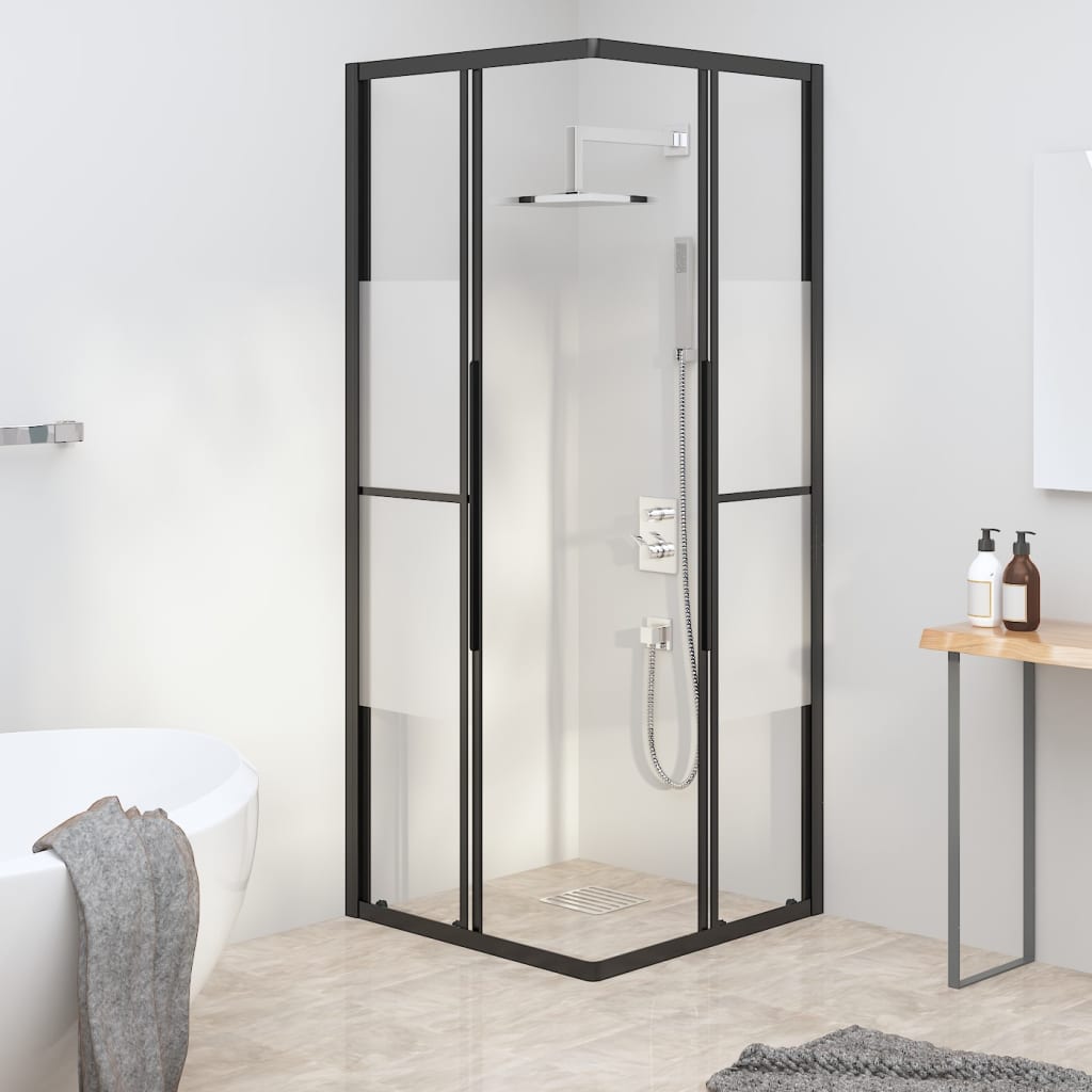 Shower Cabin Half Frosted ESG 70x70x180 cm Black - Bend