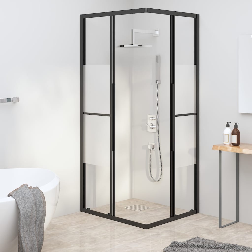 Shower Cabin Half Frosted ESG 80x70x180 cm Black