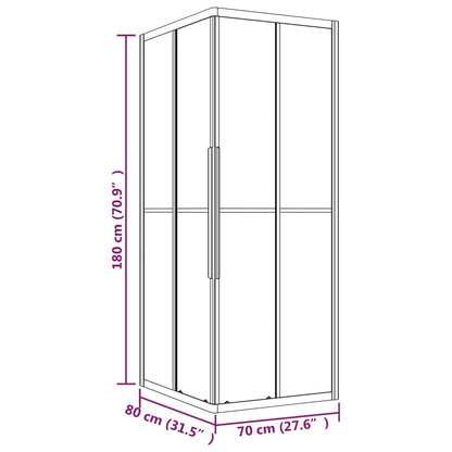 Shower Cabin Half Frosted ESG 80x70x180 cm Black