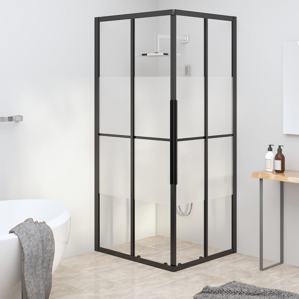 Shower Cabin Half Frosted ESG 80x70x180 cm Black