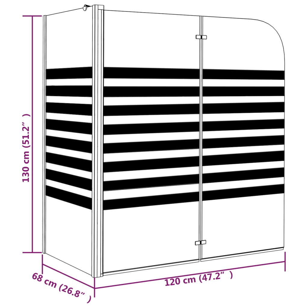 Stripe Bath Enclosure 120x68x130 cm Tempered Glass - Bend