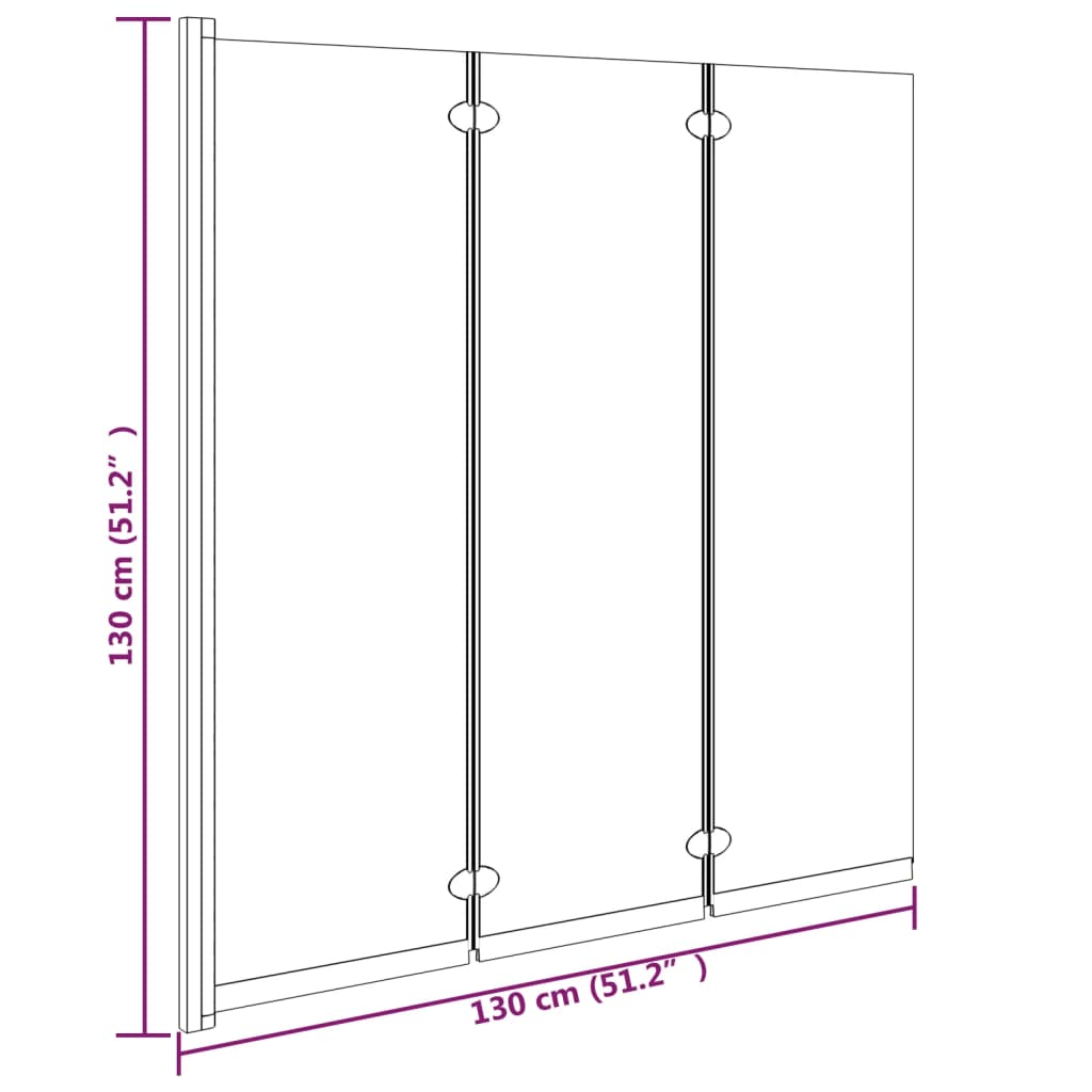 Foldable Shower Enclosure 3 Panels 130x130 cm ESG Black