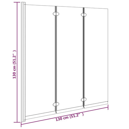 Foldable Shower Enclosure 3 Panels 130x130 cm ESG Black