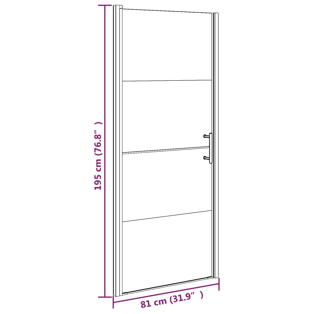 Shower Door 81x195 cm Half Frosted Tempered Glass Black