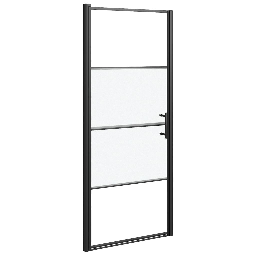 Shower Door 91x195 cm Half Frosted Tempered Glass Black - Bend