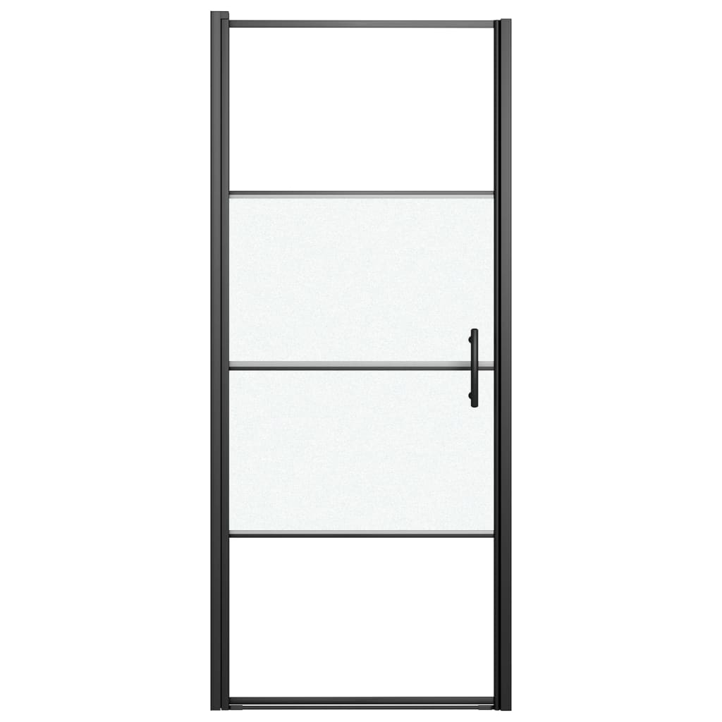 Shower Door 91x195 cm Half Frosted Tempered Glass Black - Bend