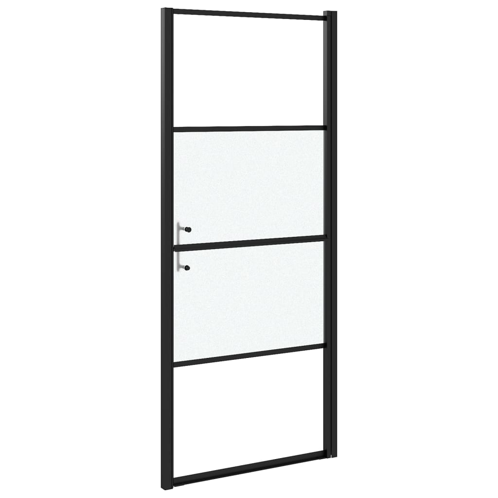 Shower Door 91x195 cm Half Frosted Tempered Glass Black - Bend