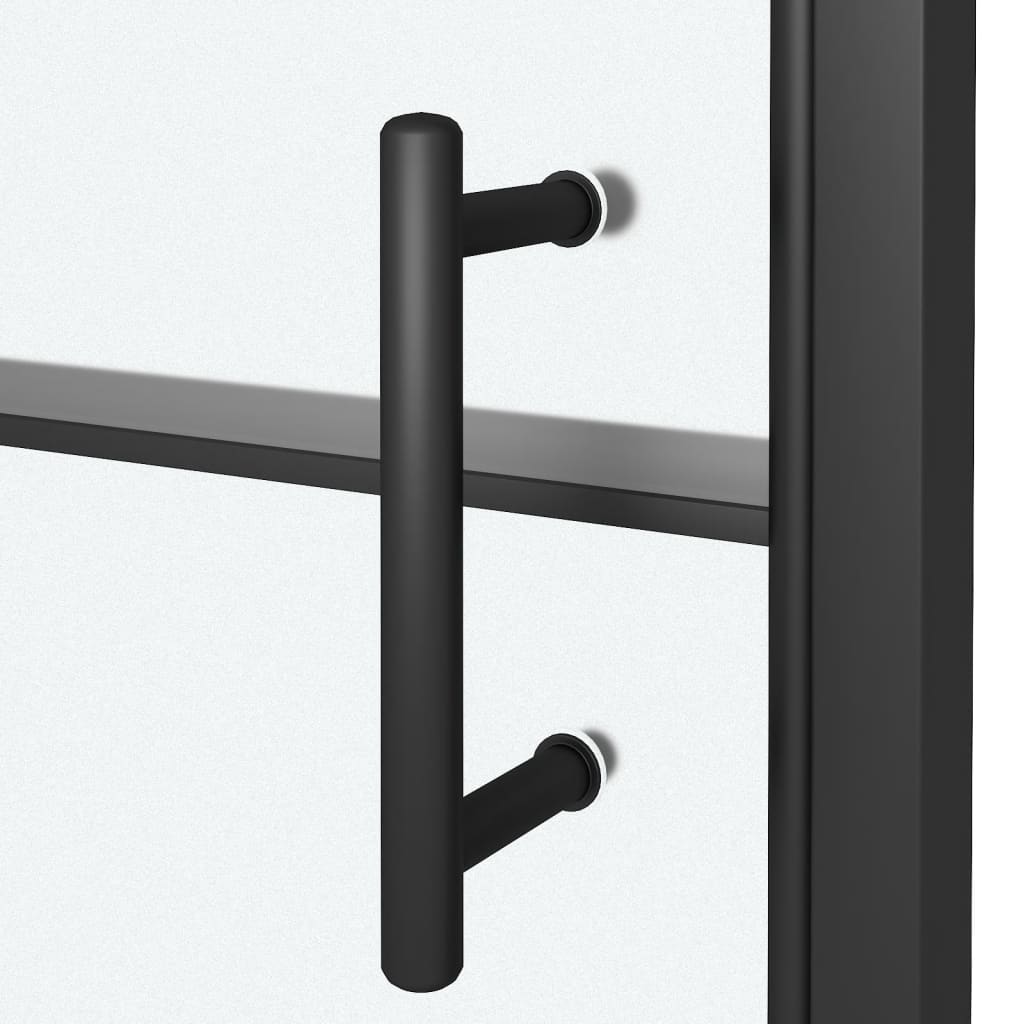 Shower Door 91x195 cm Half Frosted Tempered Glass Black - Bend