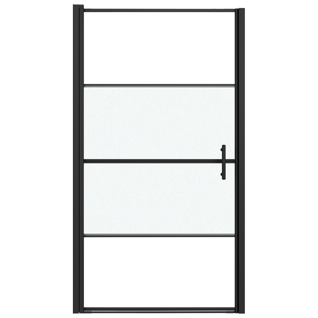 Shower Door 100x178 cm Half Frosted Tempered Glass Black - Bend