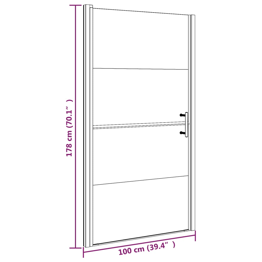 Shower Door 100x178 cm Half Frosted Tempered Glass Black - Bend