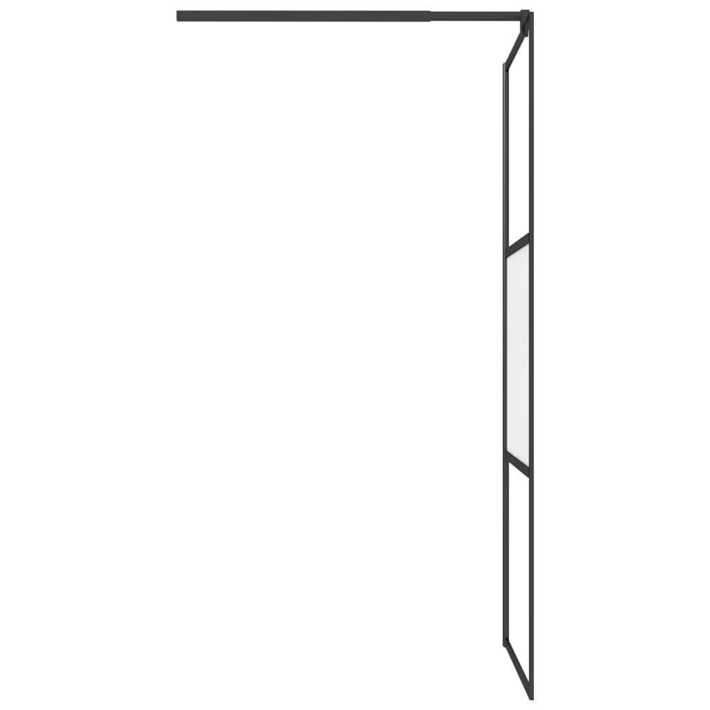 Walk-in Shower Wall 80x195 cm Half Frosted ESG Glass Black Design