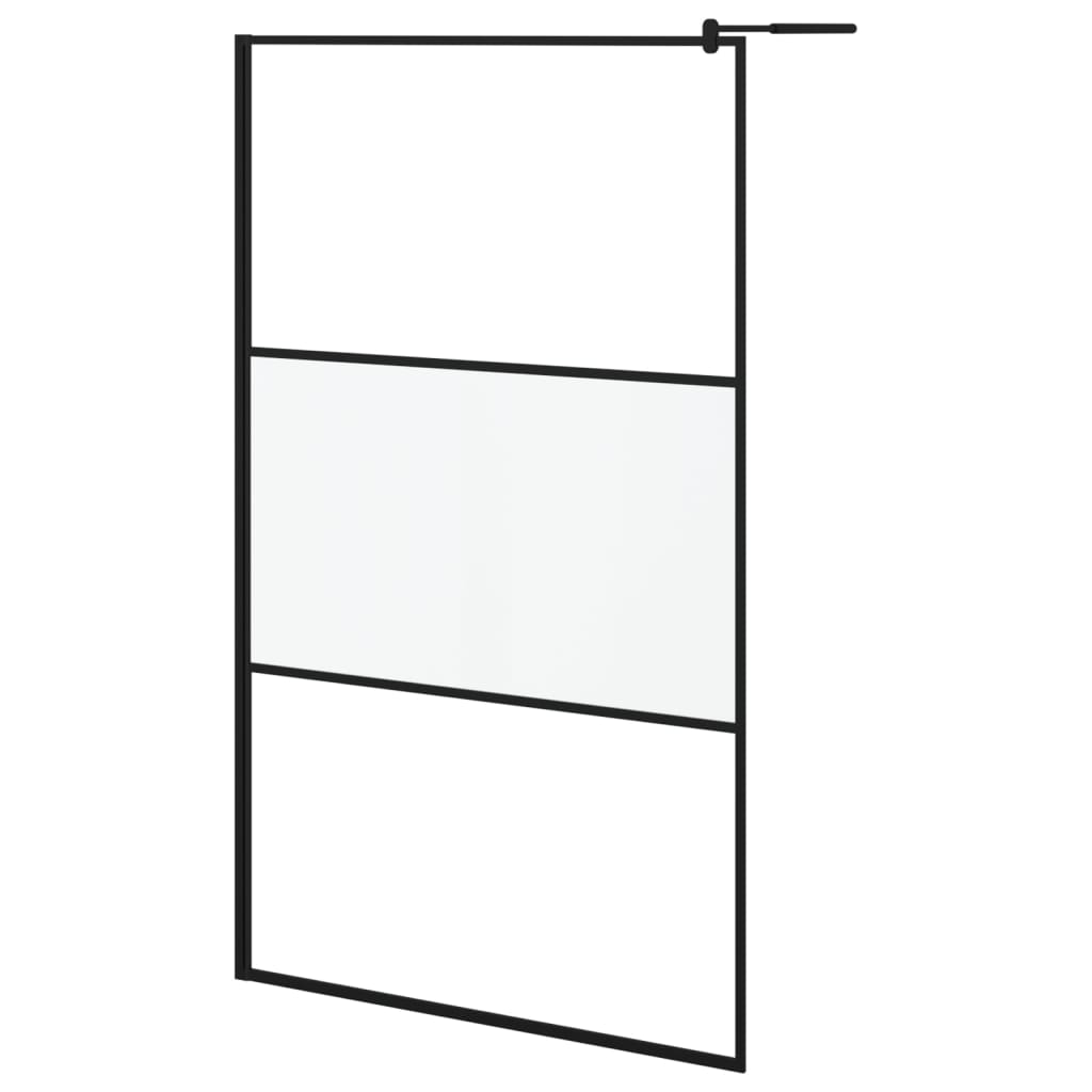 Walk-in Shower Wall 115x195 cm Half Frosted ESG Glass Black - Bend