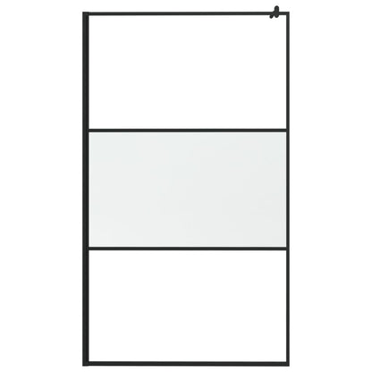 Walk-in Shower Wall 115x195 cm Half Frosted ESG Glass Black - Bend