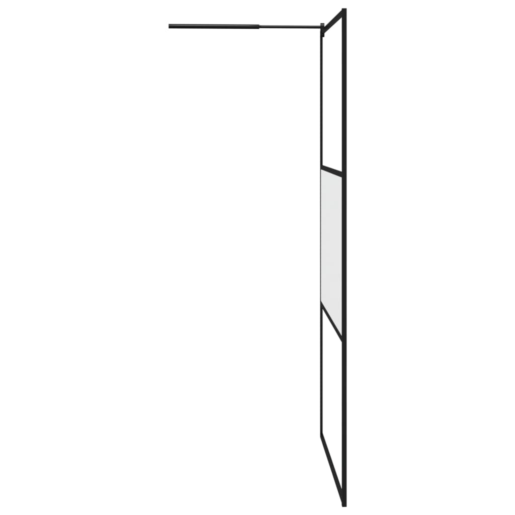 Walk-in Shower Wall 115x195 cm Half Frosted ESG Glass Black - Bend